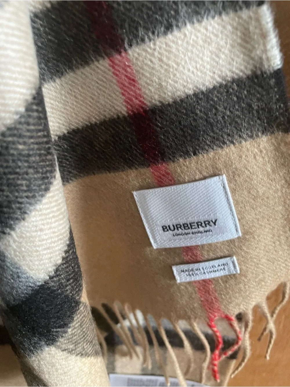 Burberry Beige, Black & White Giant Check Cashmere Scarf